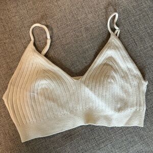 PINK Victoria's Secret Ivory Ribbed Bralette